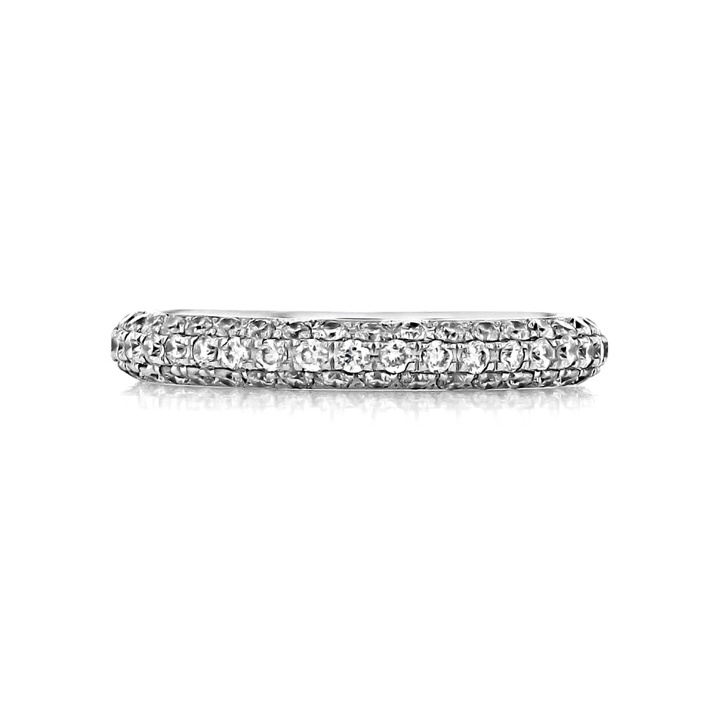 Triple Pavé Moissanite Half Eternity Wedding Band Stackable Ring ...