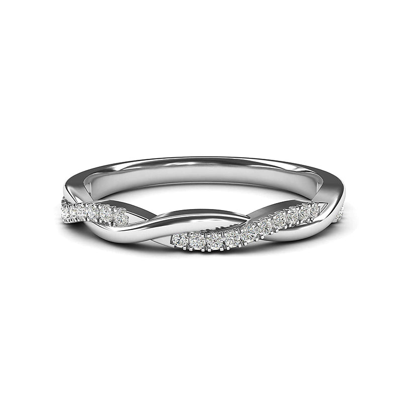 Twisted Vine Moissanite Half Eternity Wedding Band Stackable Ring - ReadYourHeart